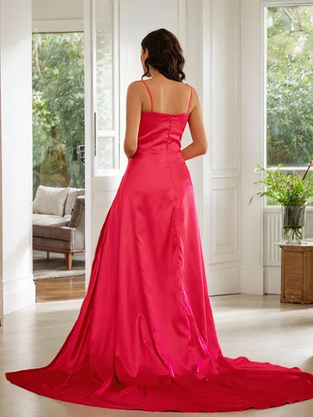 A-line V-Neck Sleeveless...