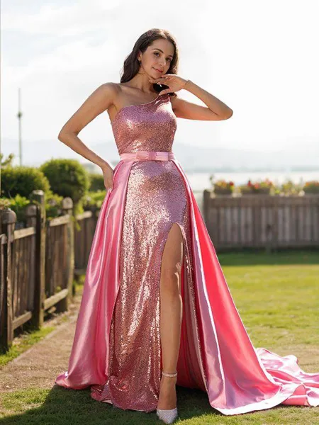 A-line One-Shoulder Chic...