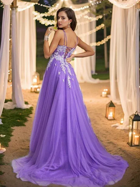 A-line V-Neck Elegant...