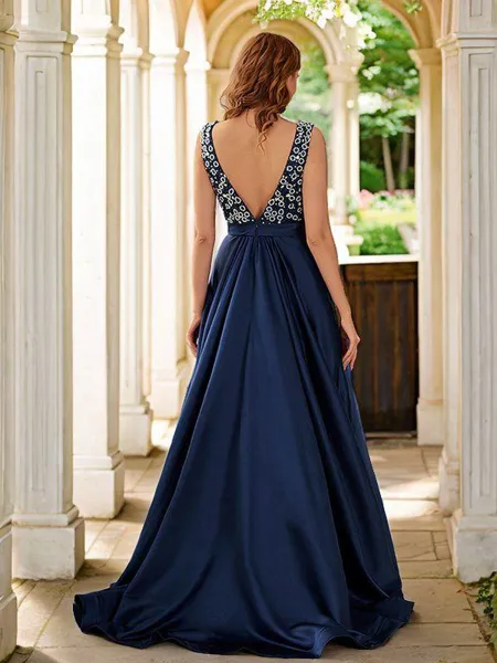 A-line V-Neck Elegant...