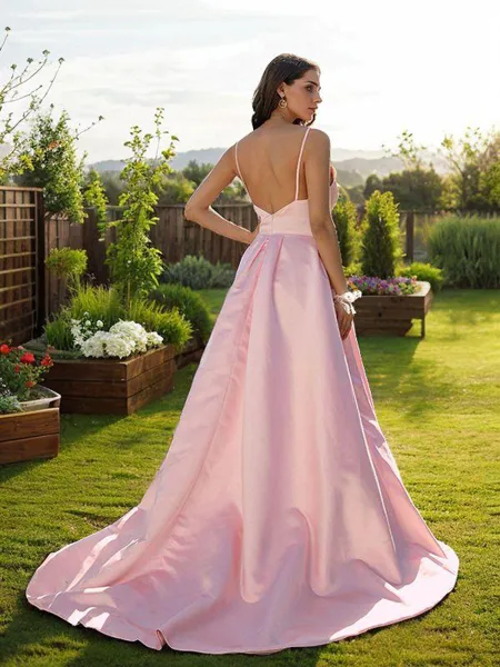 A-line V-Neck Sleeveless...