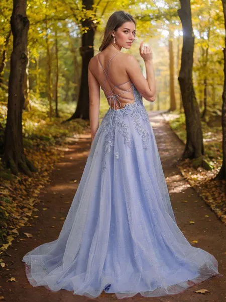 A-line Fashion V-neck Sweep...