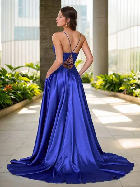 Modest A-line V-neck Sweep...