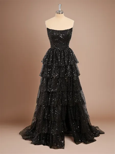 A-line Chic Straight Sweep...