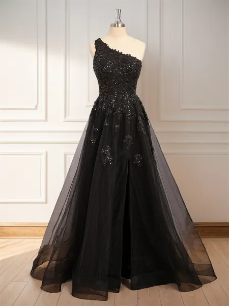 A-line Glam One-Shoulder...