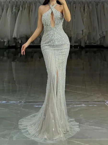 Hot Sheath Halter Ruffles...