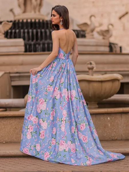 Elegant A-Line Halter...