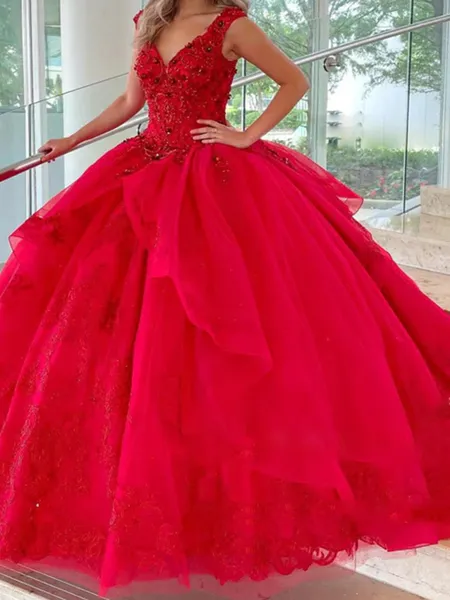 Striking Ball-Gown V-Neck...