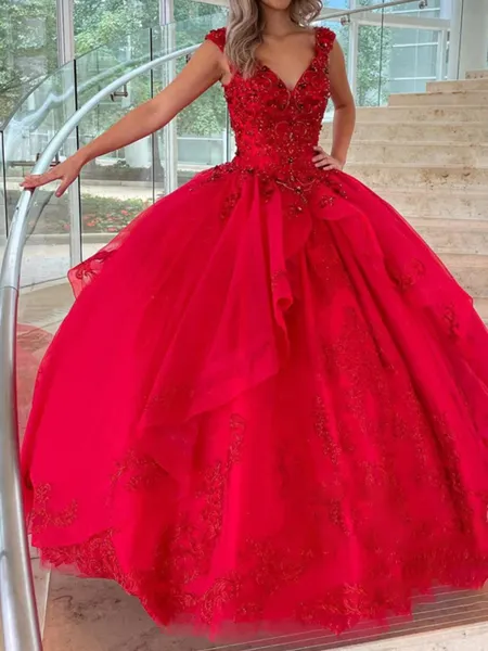 Striking Ball-Gown V-Neck...
