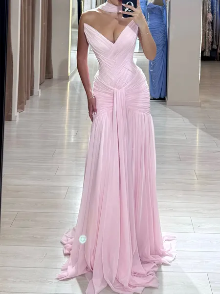 Grand Sheath V-Neck Ruffles...