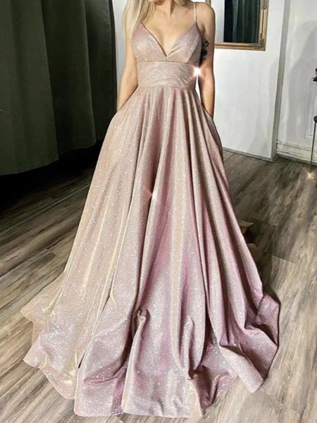 Glamorous A-line Spaghetti...