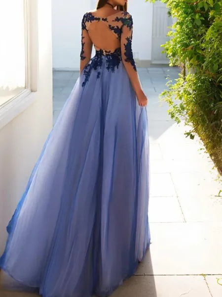 A-line Scoop Long Sleeves...