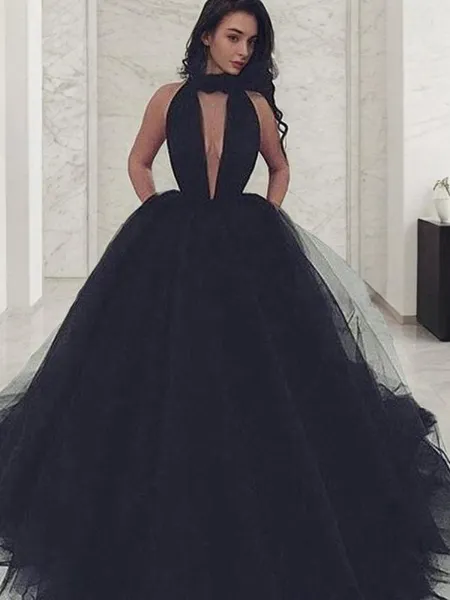 Ball-Gown V-Neck Sleeveless...