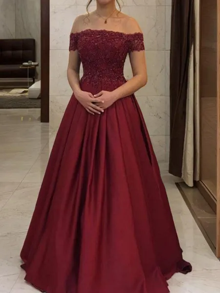 Ball-Gown Off-the-Shoulder...