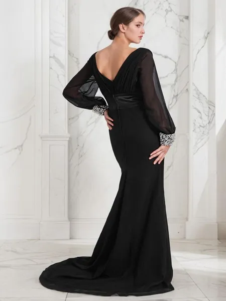 Trumpet/Mermaid V-Neck Long...