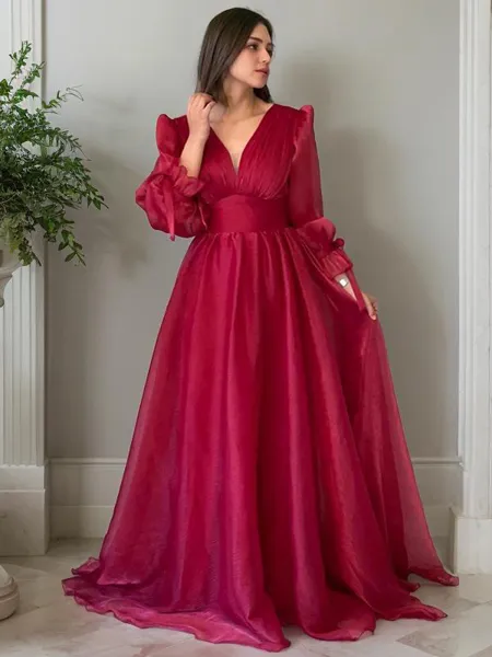 A-line V-Neck Long Sleeves...