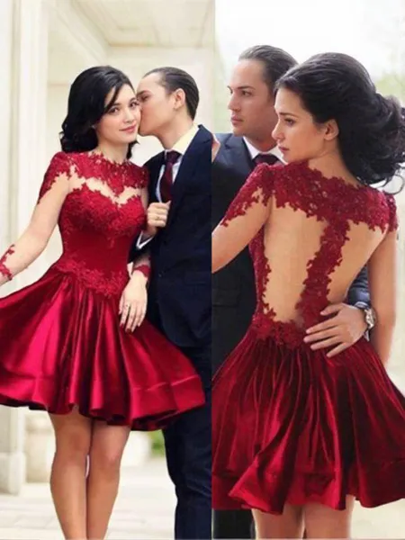 A-line High Neck Long...