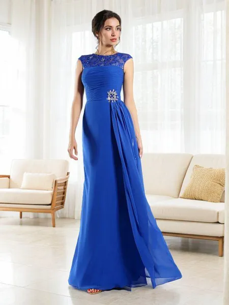 A-line Bateau Sleeveless...