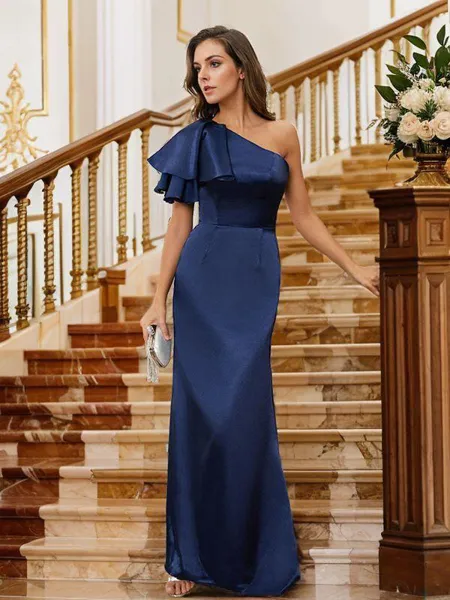 Sheath/Column One-Shoulder...