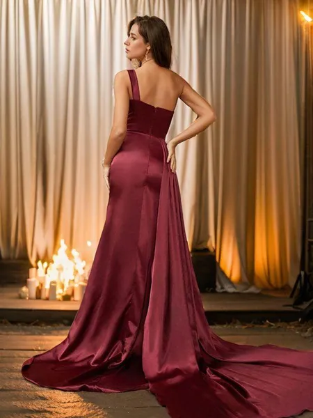 Sheath/Column One-Shoulder...