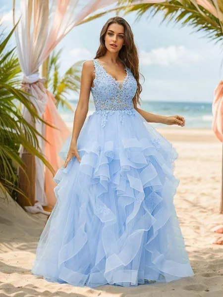 A-line V-Neck Delicate...