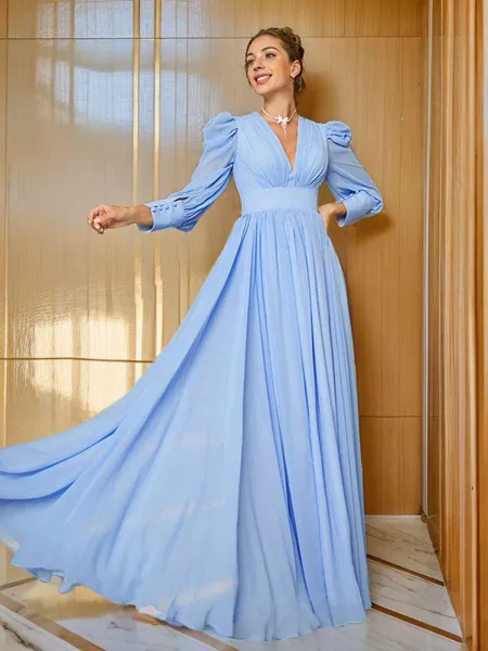 A-line V-Neck Perfect Long...