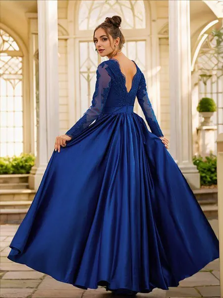 A-line V-Neck Trendy Long...