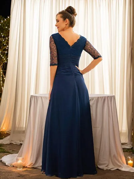 A-line V-Neck Dazzling 1/2...