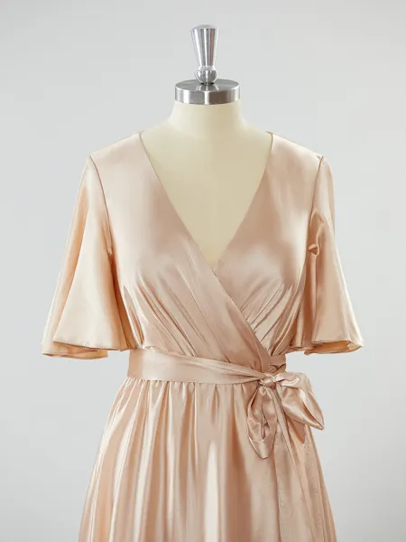 A-line Striking V-neck...