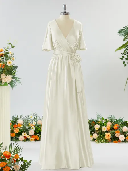 A-line Striking V-neck...