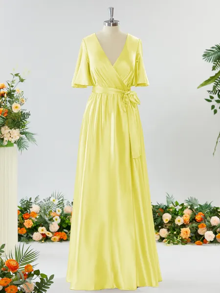 A-line Striking V-neck...