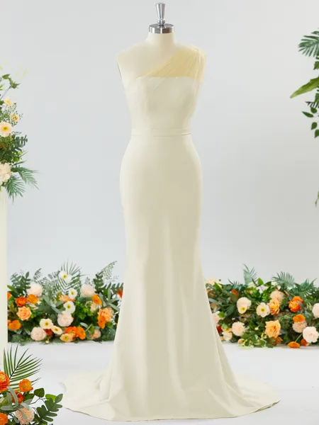 Sheath/Column One-Shoulder...