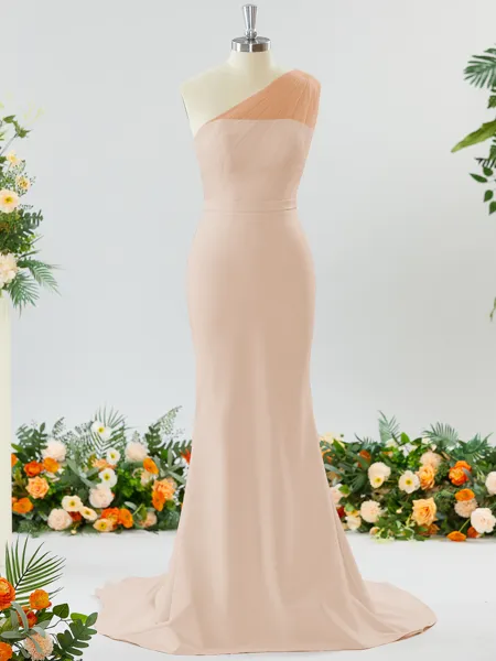 Sheath/Column One-Shoulder...