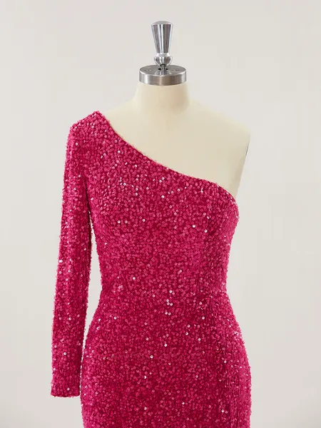 Sheath/Column One-Shoulder...