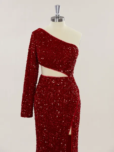 Sheath/Column One-Shoulder...