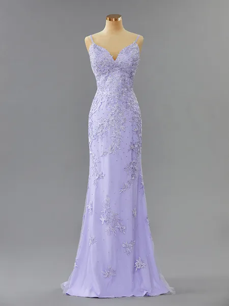 Unique Sheath/Column V-Neck...