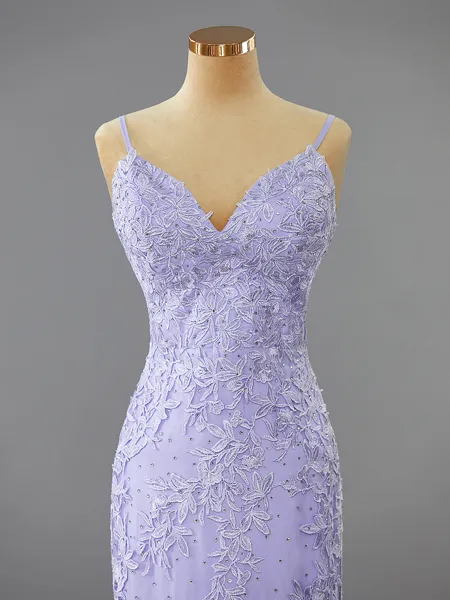 Unique Sheath/Column V-Neck...