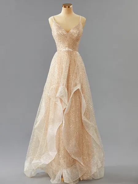 A-line Charming V-Neck...