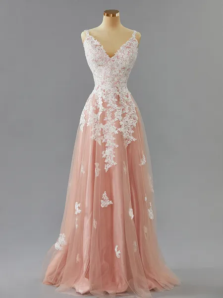 Charming A-line V-Neck...