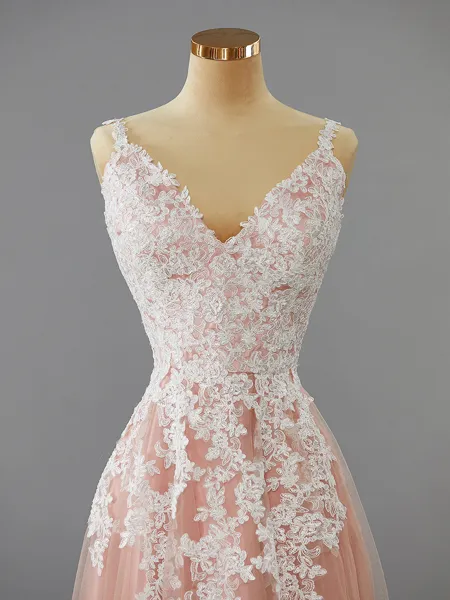 Charming A-line V-Neck...