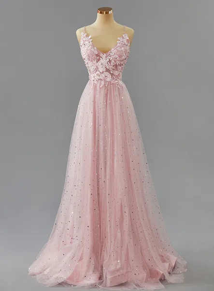 A-line Dazzling V-Neck...