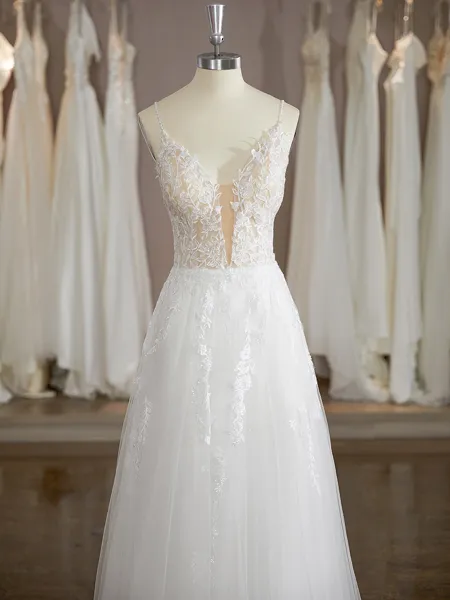 Charming A-line V-Neck...