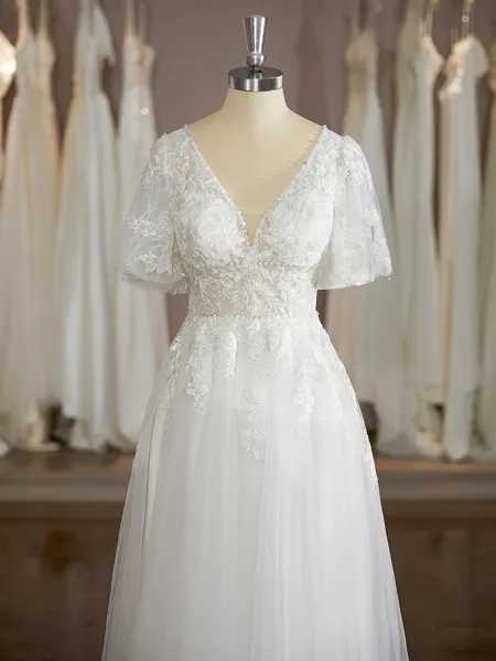 A-line V-Neck Short Sleeves...