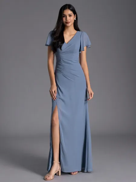 Charming A-line V-Neck...