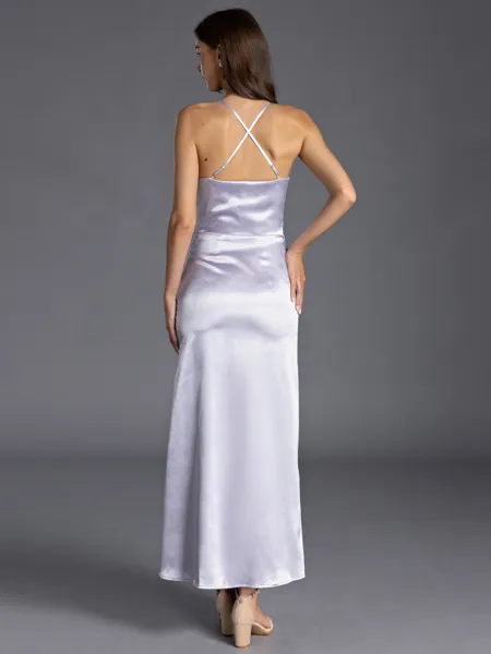 Grand Sheath Halter Pleated...