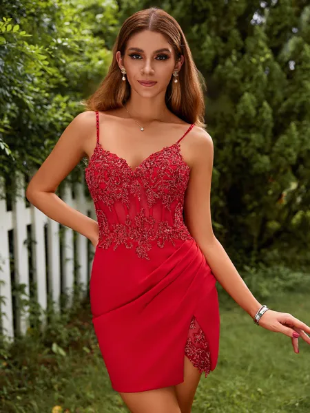 Sheath Crisp V-neck Stretch...