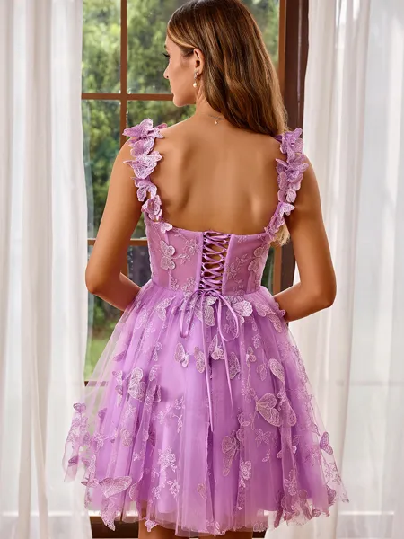 A-line Pretty Straps Tulle...