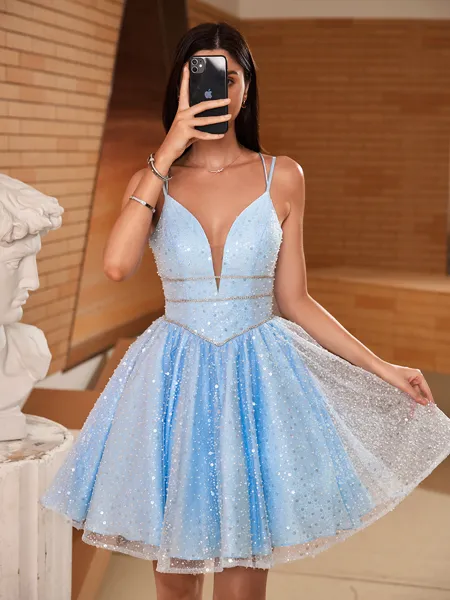 Elegant A-line V-Neck...