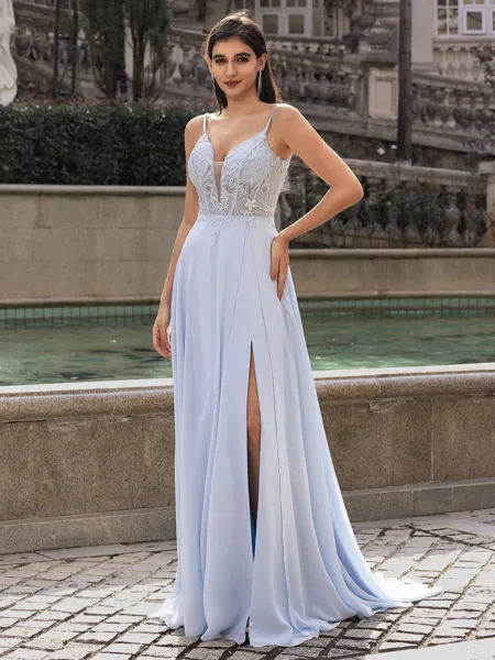 Extravagant A-line V-Neck...