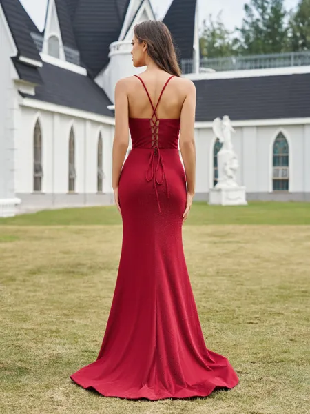 Regal Sheath V-Neck Pleated...